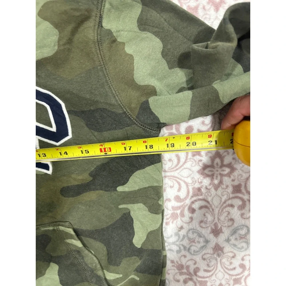 GAP Kids Camouflage Logo Pullover Hoodie Green Camo Fleece Sweatshirt Size M 8-9